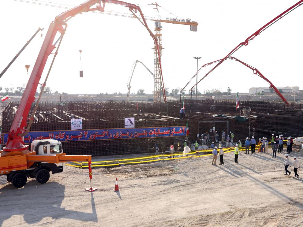 Trabajos de construcción de la segunda fase de la central nuclear de Bushehr.