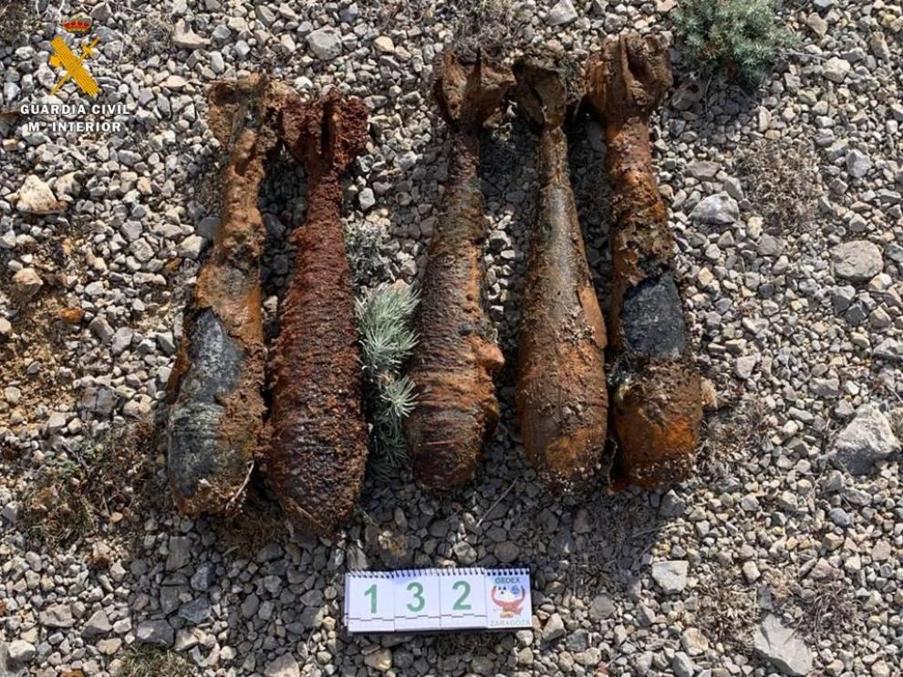 Las granadas encontradas en un acuífero de Monreal del Campo, en Teruel.