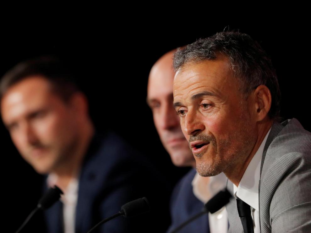 Luis Enrique durante su presentación como nuevo seleccionador esta mañana.