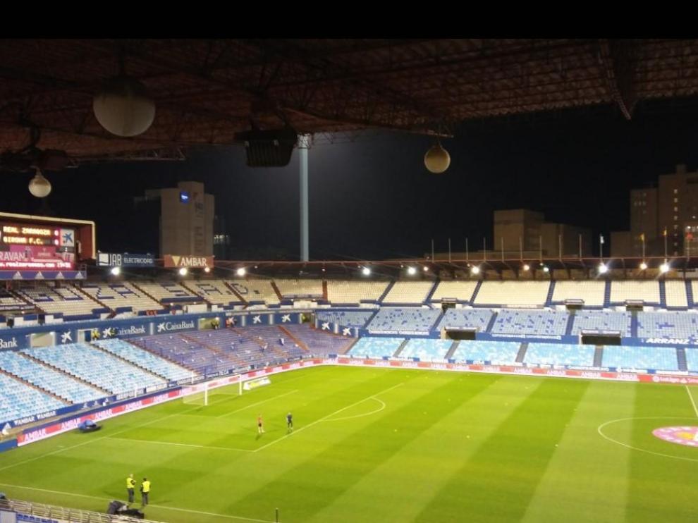 La Romareda, una hora antes del envite entre el Real Zaragoza y el Girona.