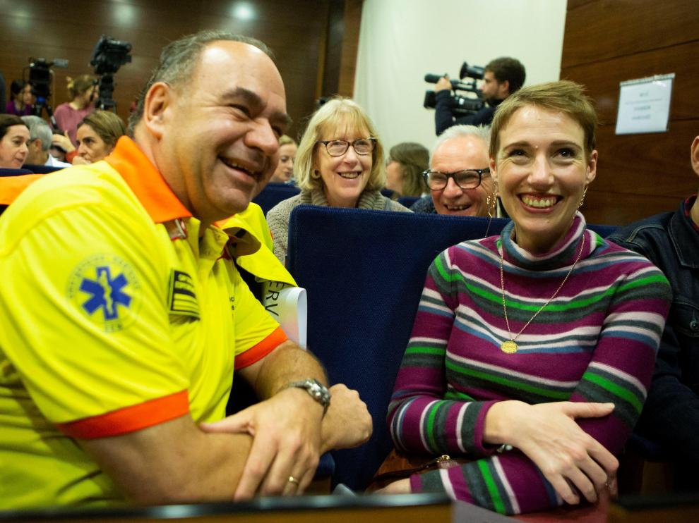Audrey, la mujer que sufrió el paro cardiaco, en el Hospital Vall d' Hebrón de Barcelona.