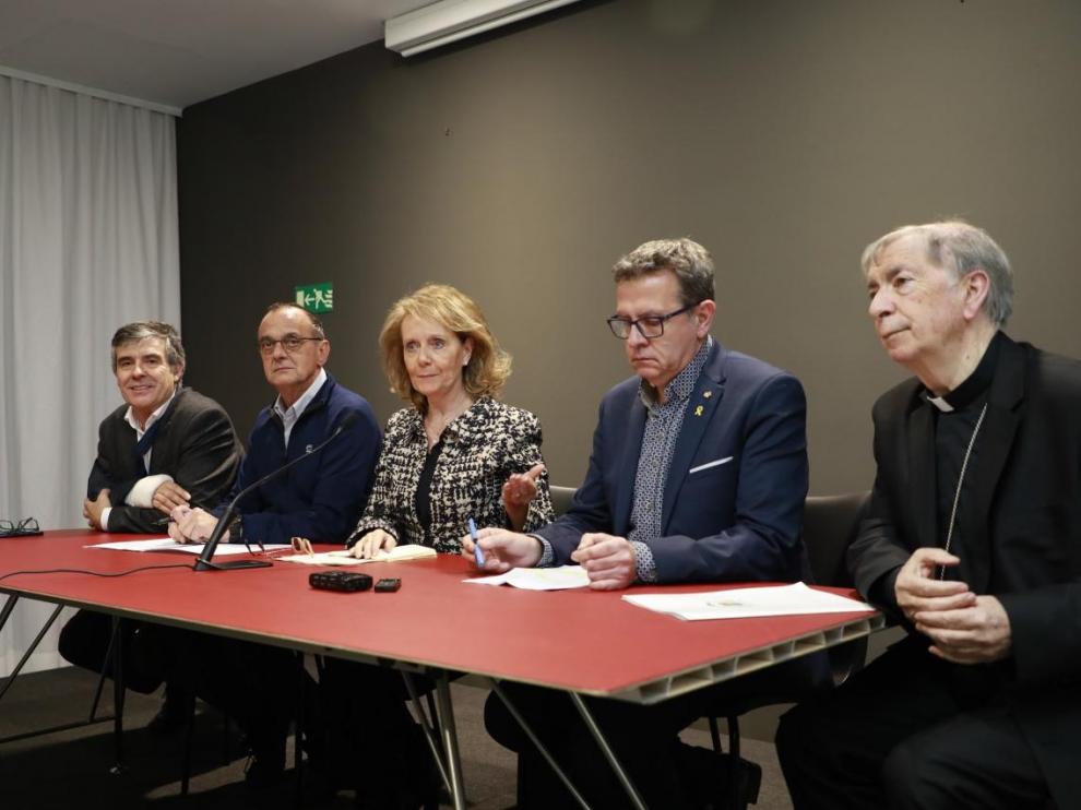 Comparecencia celebrada este miércoles en el Museo de Lérida por las autoridades civiles y religiosas catalanas.
