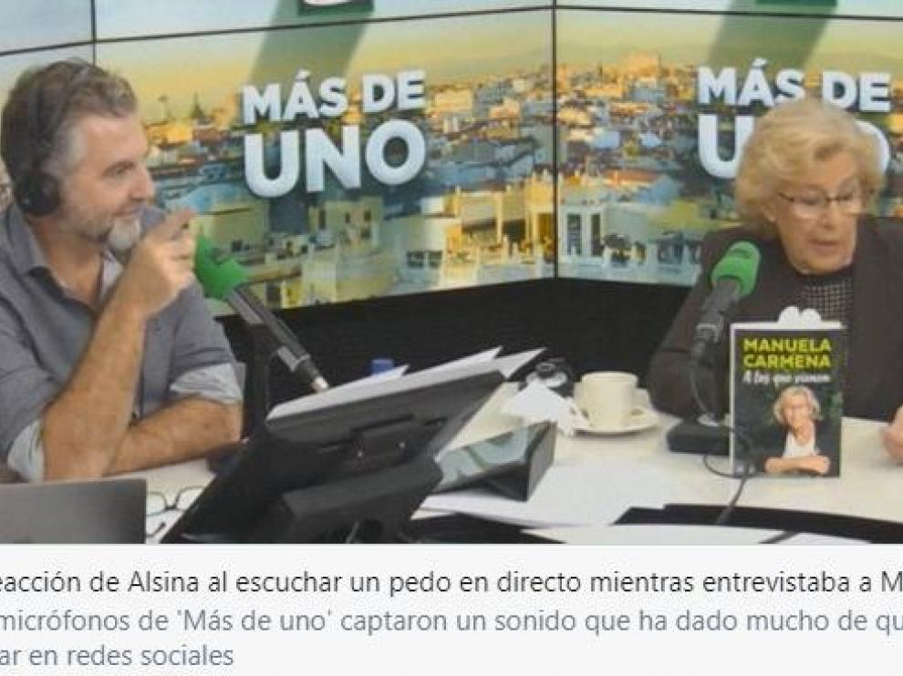 Momento de la entrevista de Alsina a Carmena.