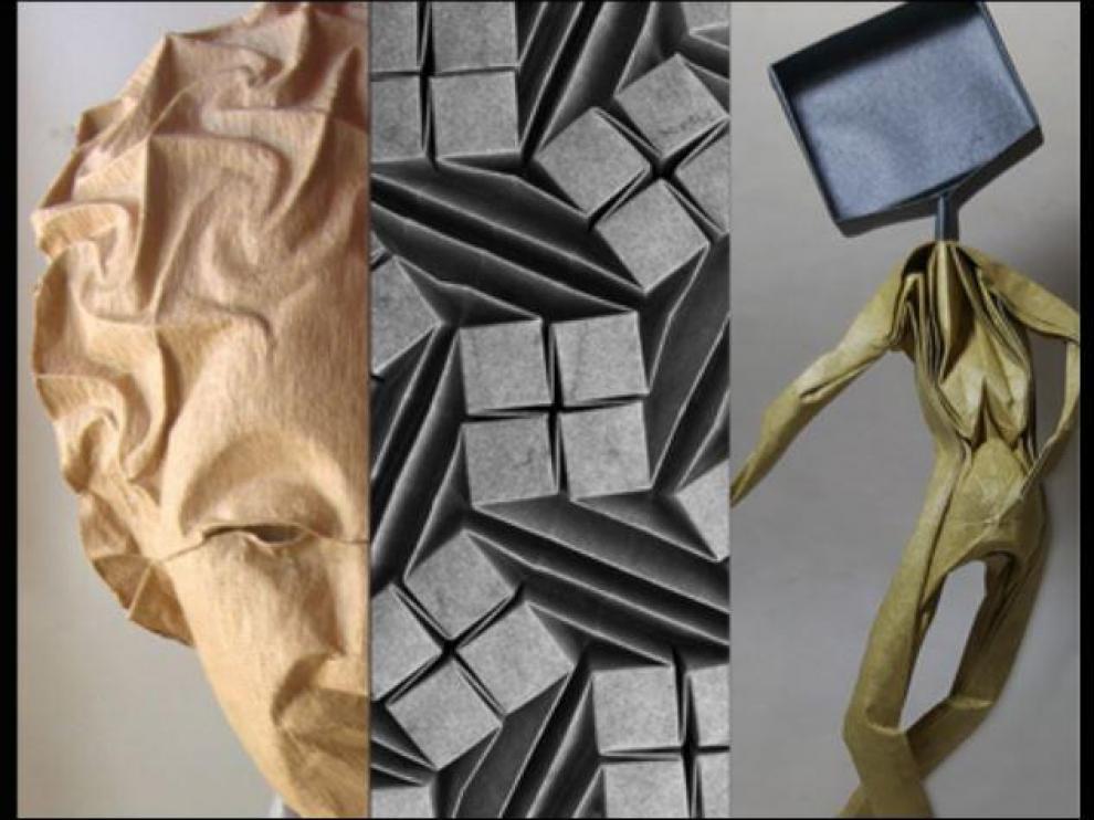 Imagen que ilustra el cartel de la exposición 'La geometría de la expresión' en la Escuela Museo Origami Zaragoza