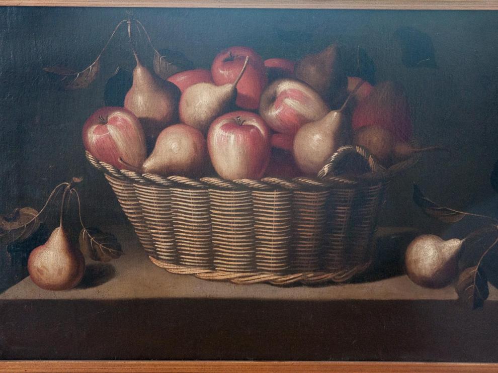 'Cesta con manzanas y peras', de Bernardo Polo, mide 47 por 74 centímetros