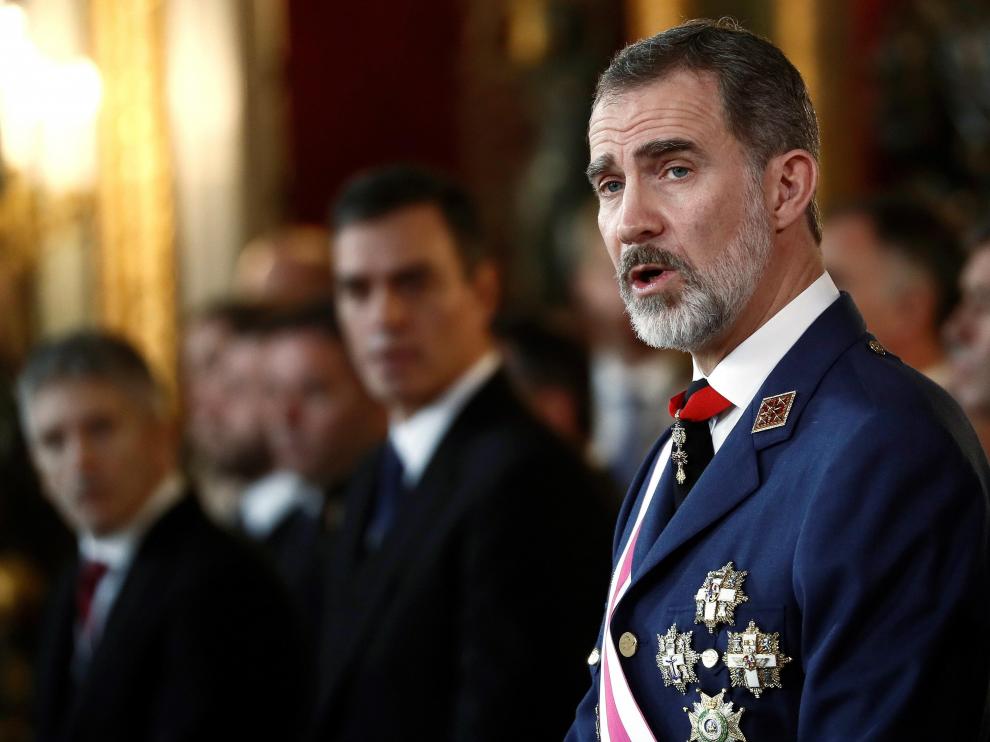Don Felipe pronuncia su discurso durante la celebración de la Pascua Militar.