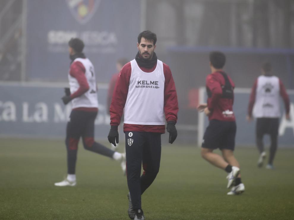 Pablo Insua, durante el entrenamiento matinal de este miércoles.