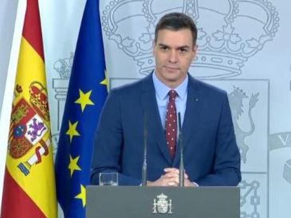 Pedro Sánchez, en la comparecencia de este domingo.