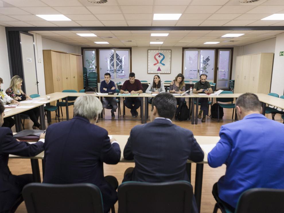 Imagen de archivo de la reunión en el SAMA por la huelga en el tranvía de 2018