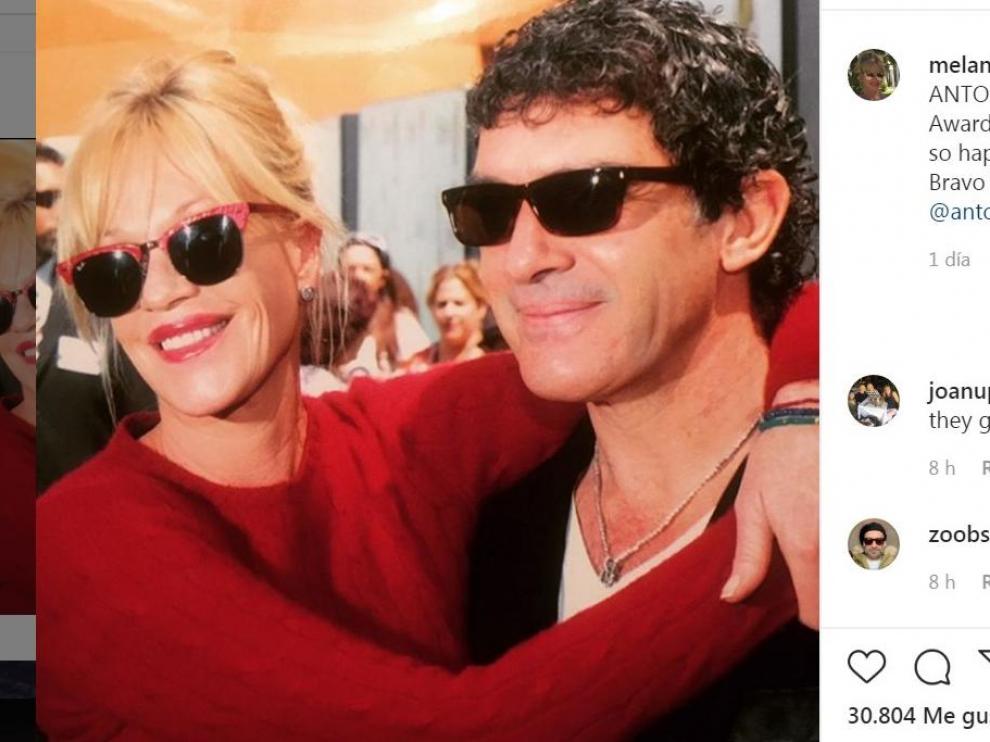 Mensaje publicado por la actriz Melanie Griffith en su cuenta de Instagram.