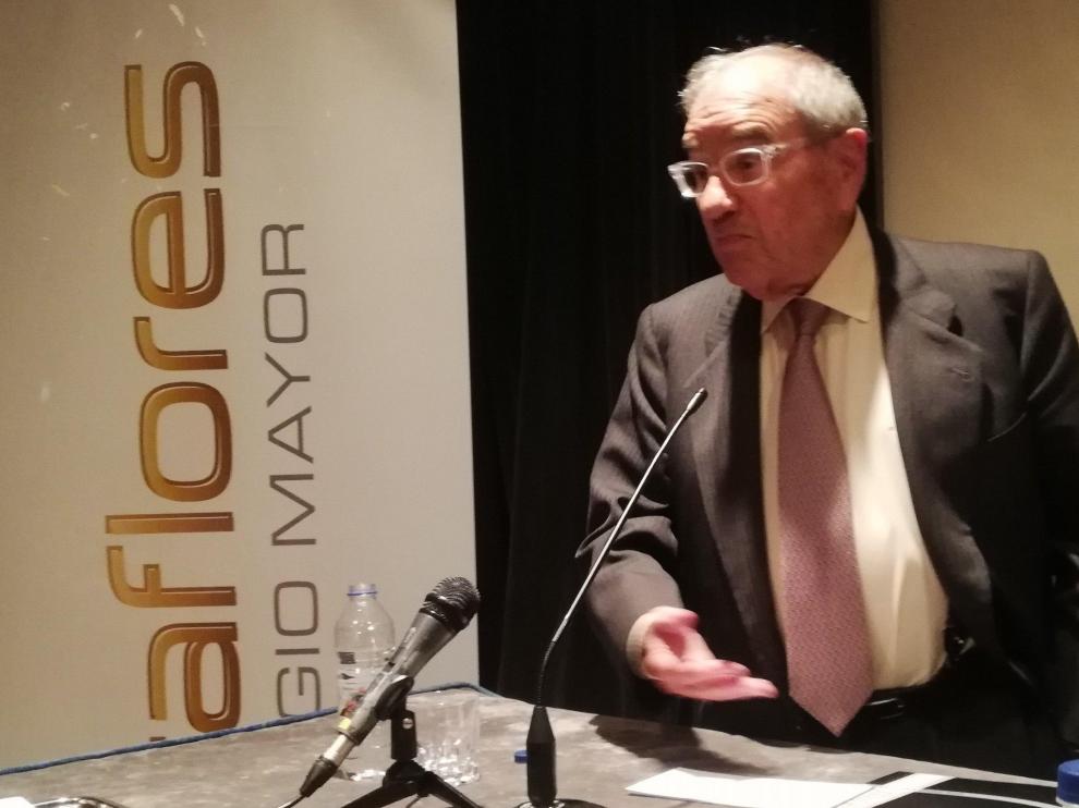 Rodolfo Martín Villa, ayer en el Colegio Mayor de Miraflores, donde impartió la conferencia sobre la Transición, organizada por la Cámara de Comercio.