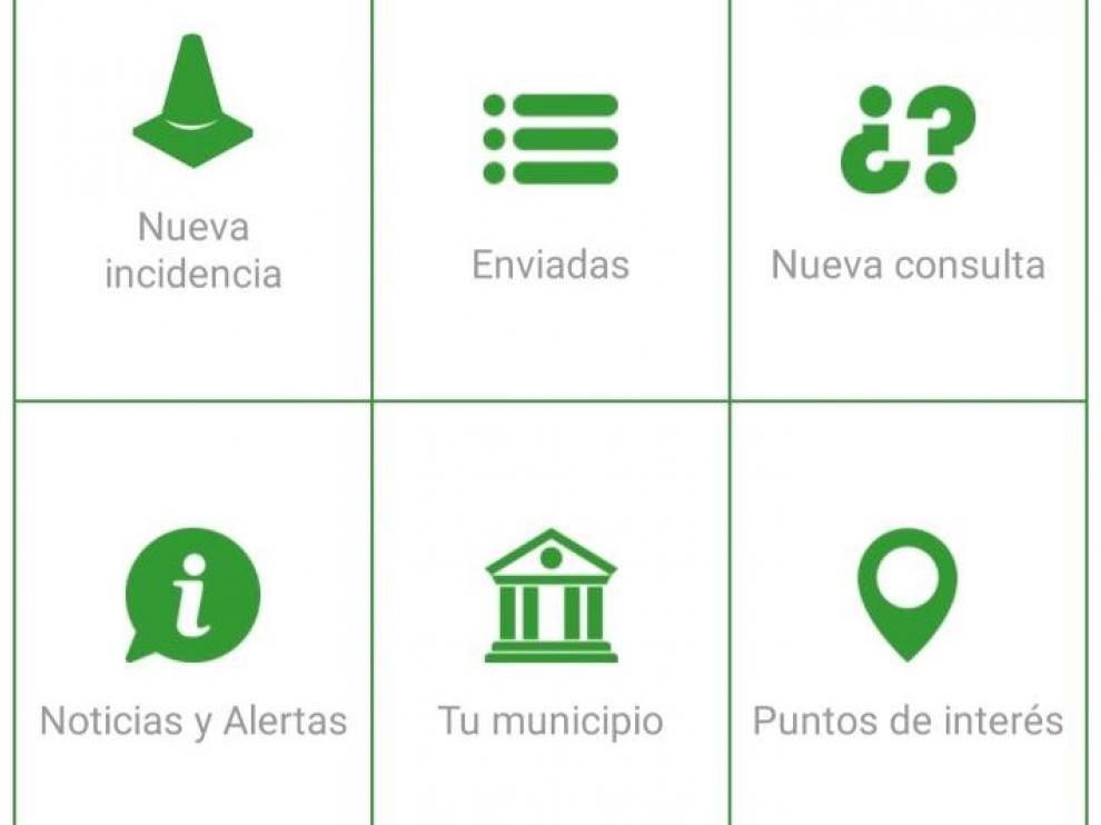 Interfaz de la aplicación Línea Verde para Alcorisa
