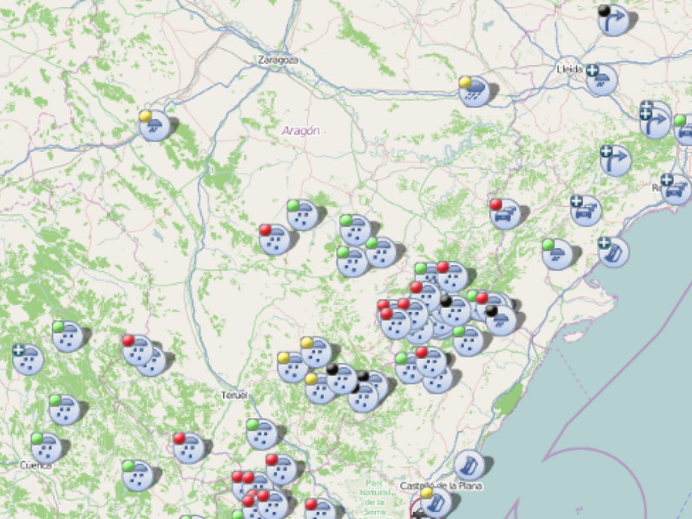 Carreteras afectadas por la nieve en Teruel