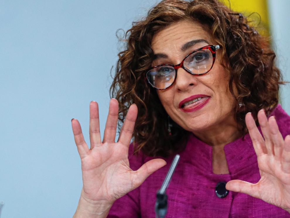 La ministra portavoz María Jesús Montero, durante la rueda posterior al Consejo de Ministros.