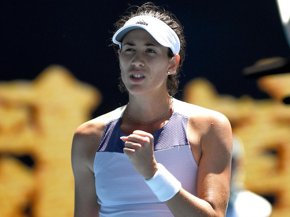 Garbiñe Muguruza, durante el partido contra Pavlyuchenkova.