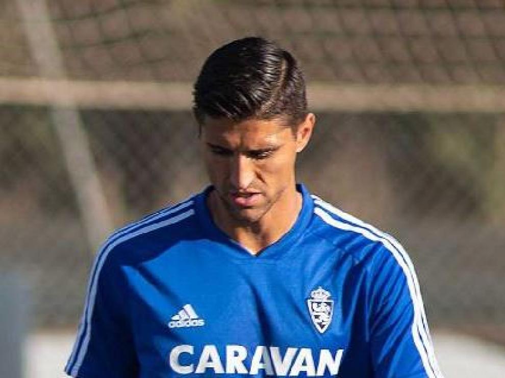 Simone Grippo, en una de sus imágenes últimas en la Ciudad Deportiva como futbolista del Real Zaragoza.