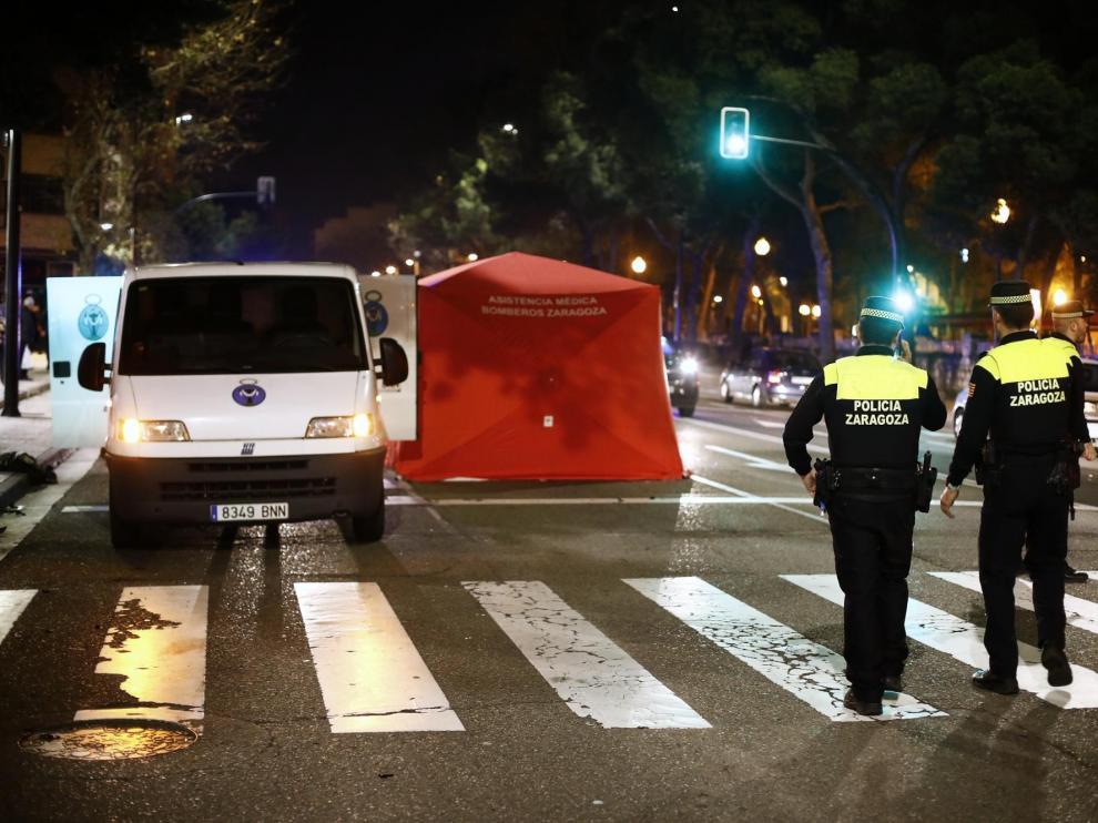 Accidente mortal de un motociclista en el paseo de Cuéllar de Zaragoza.