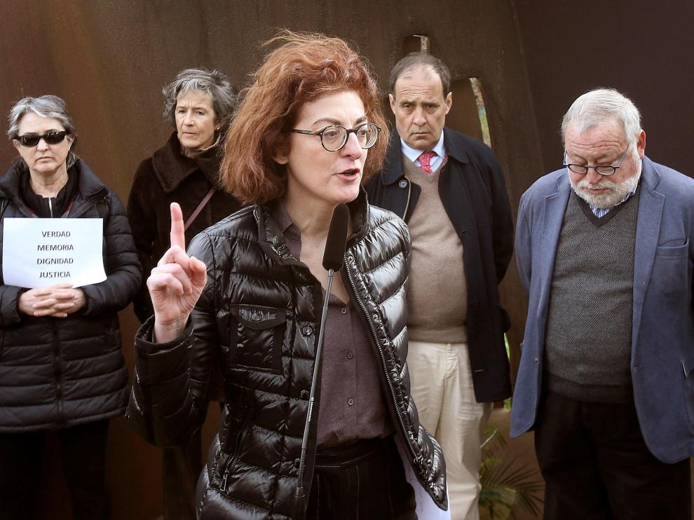 Maite Pagazaurtundua en el acto en recuerdo de su hermano asesinado por ETA en Andoain.
