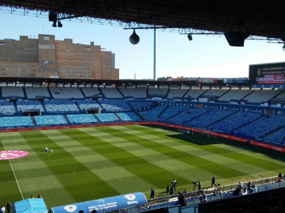 Estadio de la Romareda, antes del Real Zaragoza-Dépor.