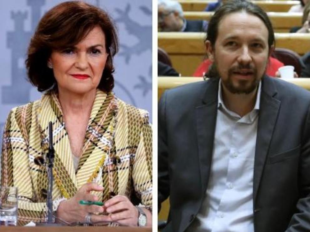 Carmen Calvo y Pablo Iglesias.