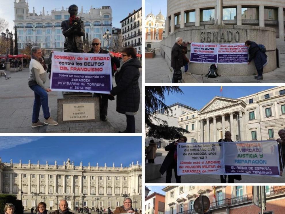 Manifestaciones en las que ha participado Juan Luis Serrano, el mutilado del barrio de Torrero, para reclamar su condición de víctima de terrorismo, en el Congreso de los Diputados y el Senado.