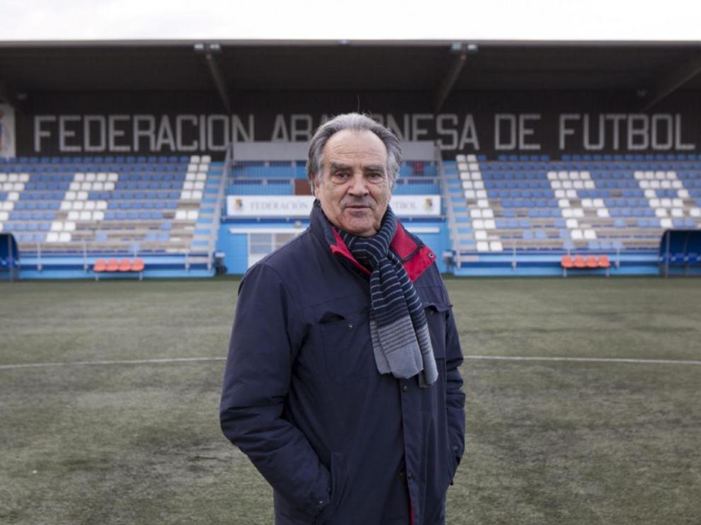 Óscar Fle, en el estadio Pedro Sancho de Zaragoza, una imagen del año pasado.