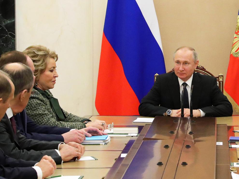 El presidente ruso, Vladimir Putin, en una reunión sobre seguridad el viernes en el Kremlin.