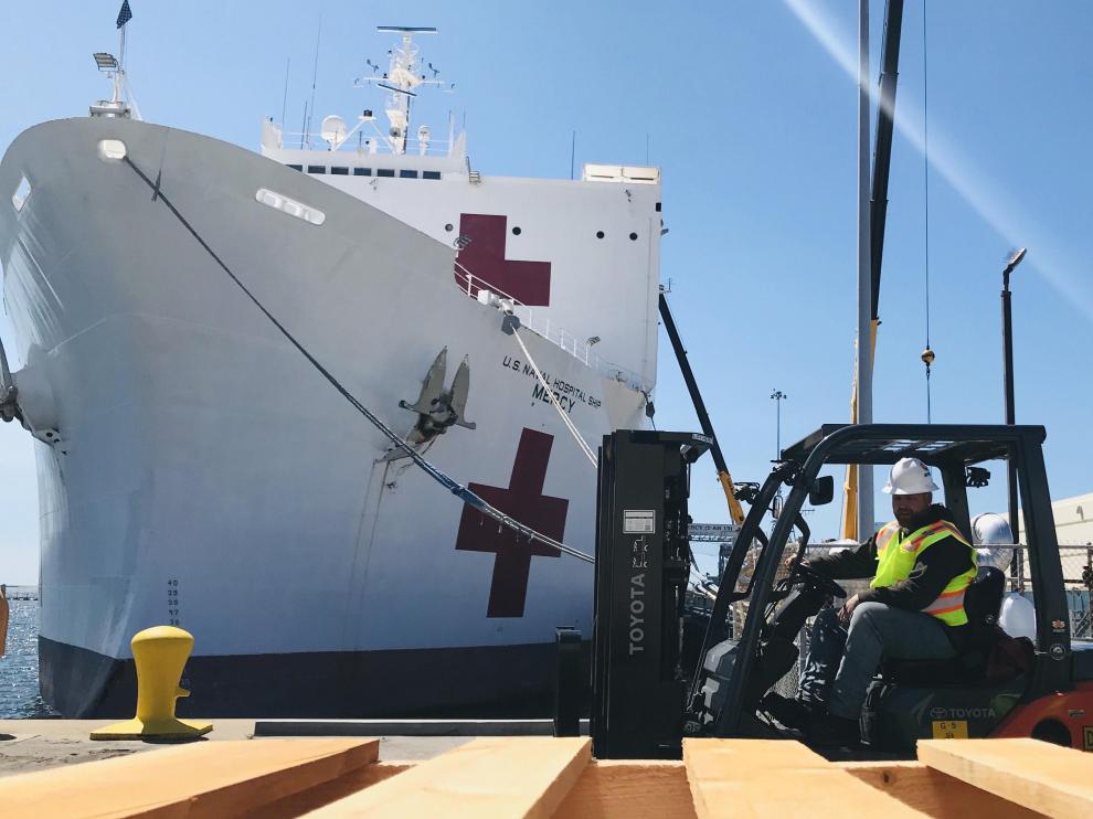 Preparativos de la armada estadounidense para afrontar el coronavirus, en San Diego