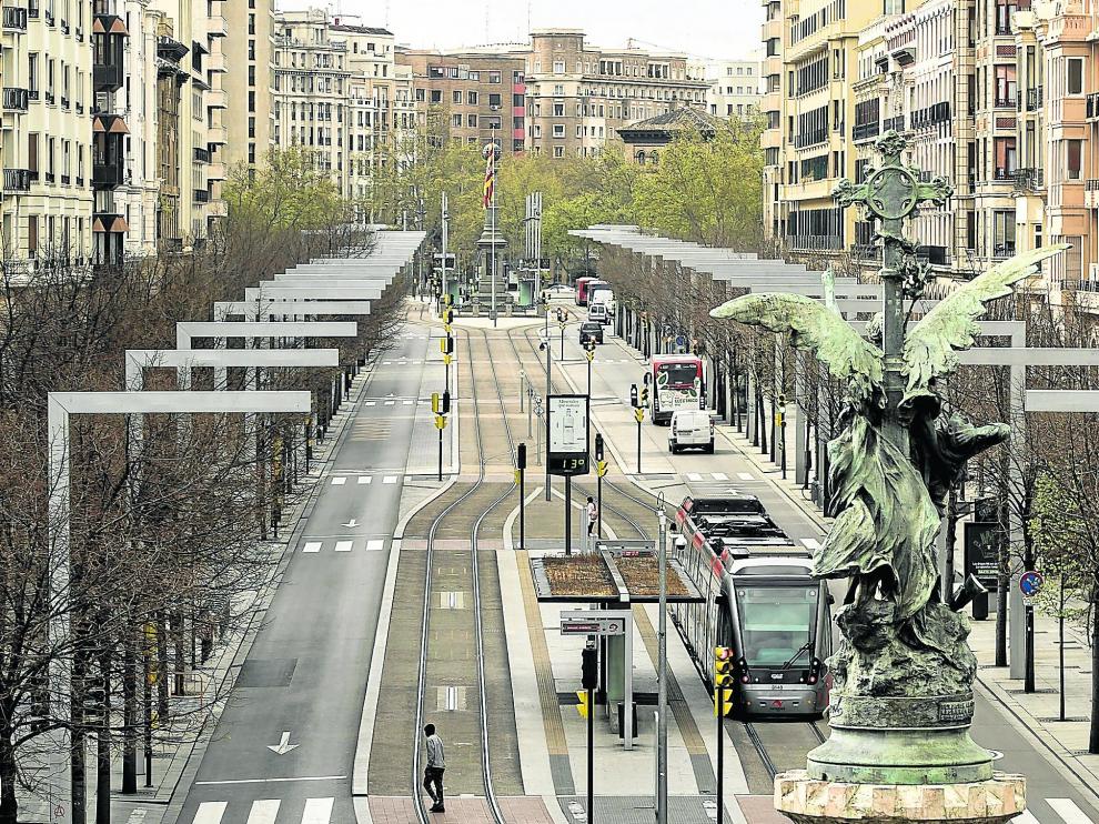 Paseo de la Independencia vacío en Zaragoza