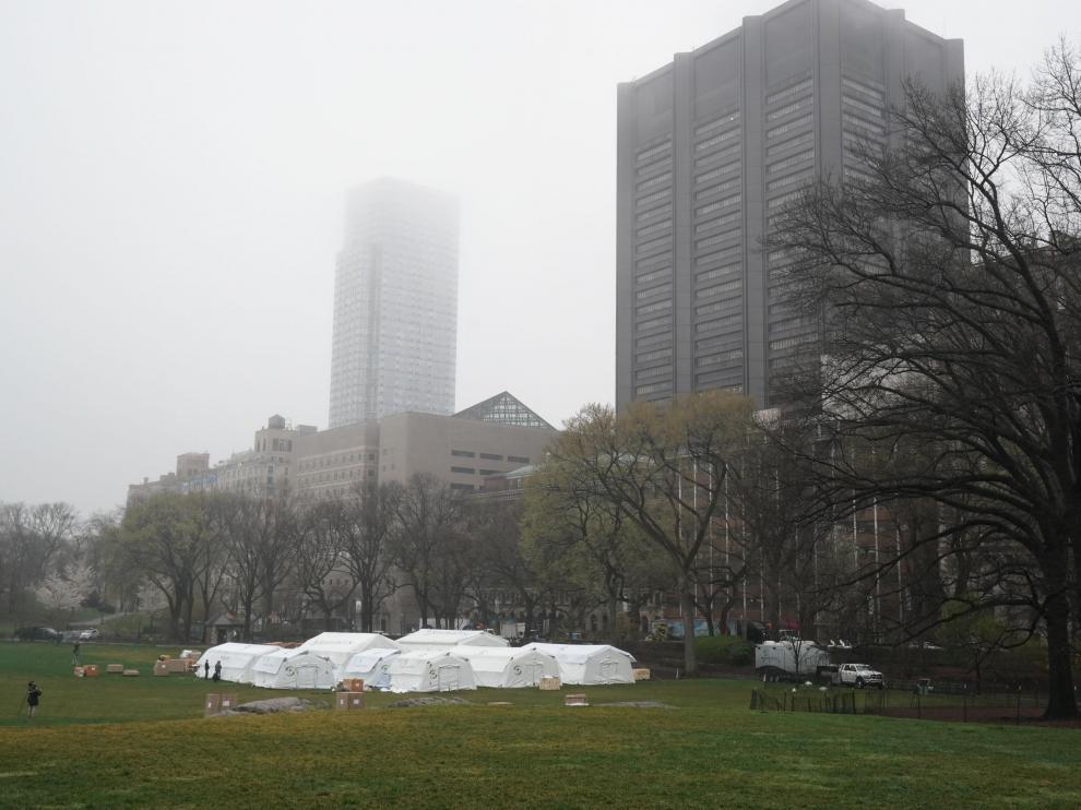 Hospital de campaña en Central Park para acoger enfermos de coronavirus.
