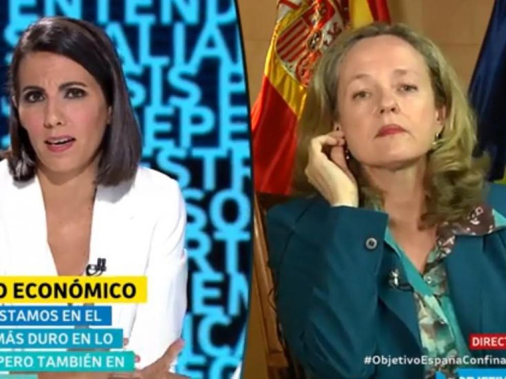 Nadia Calviño, entrevistada este domingo por Ana Pastor en El Objetivo.