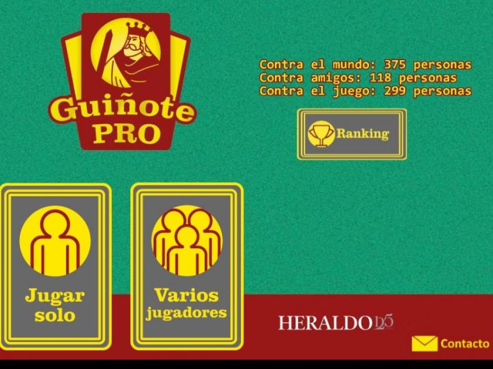 Entrada al juego de guiñote virtual