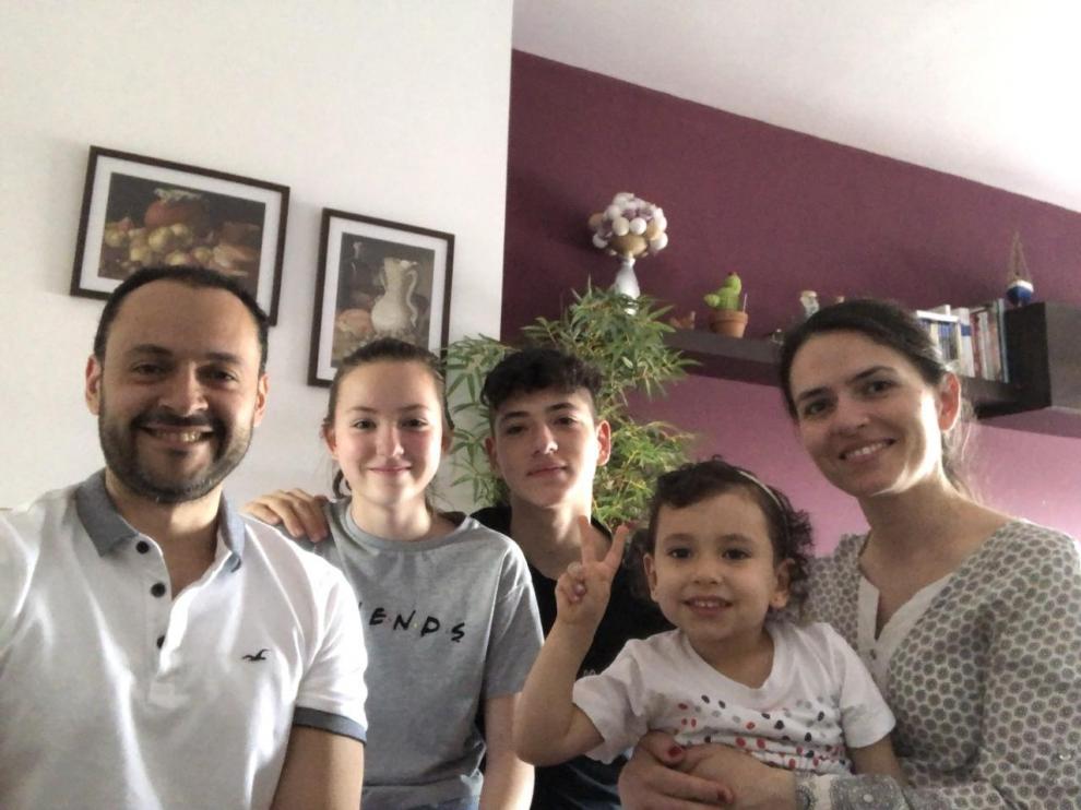 Sofía Pinzón, con sus padres y sus hermanos.
