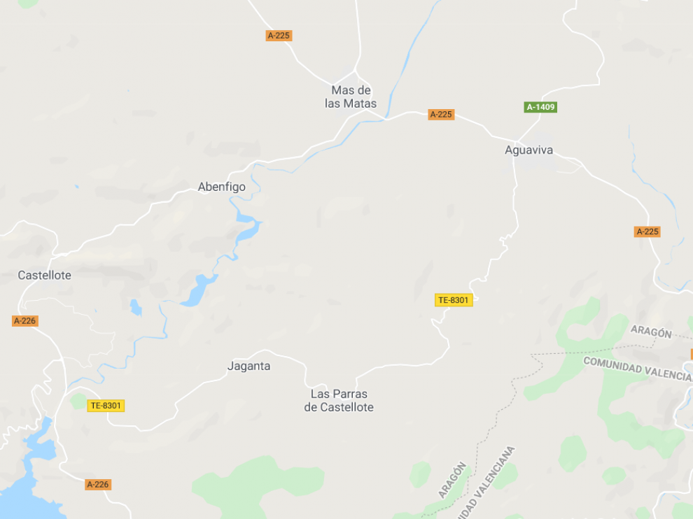 El accidente que se ha producido en la carretera TE-8301 entre Aguaviva y Las Parras de Castellote,