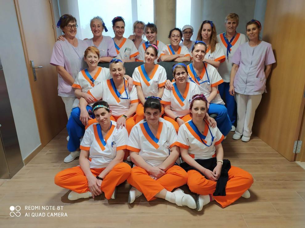 Las trabajadoras que han aguantado el confinamiento en la residencia de Grañén.