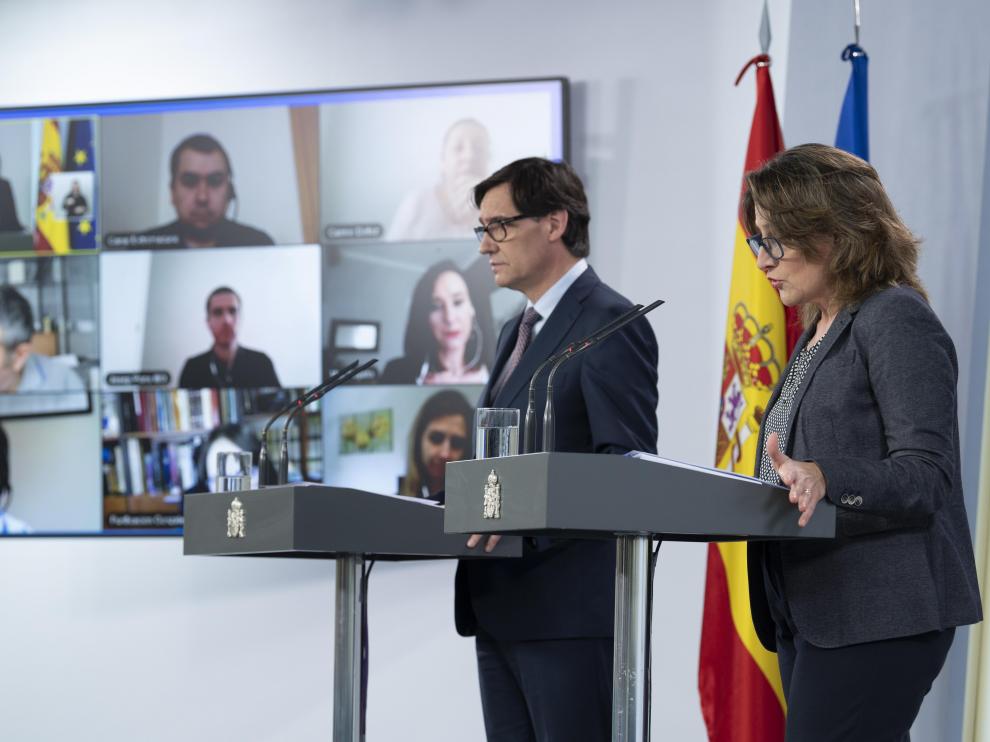 Una de las habituales ruedas de prensa para dar cuenta de los datos de la pandemia.