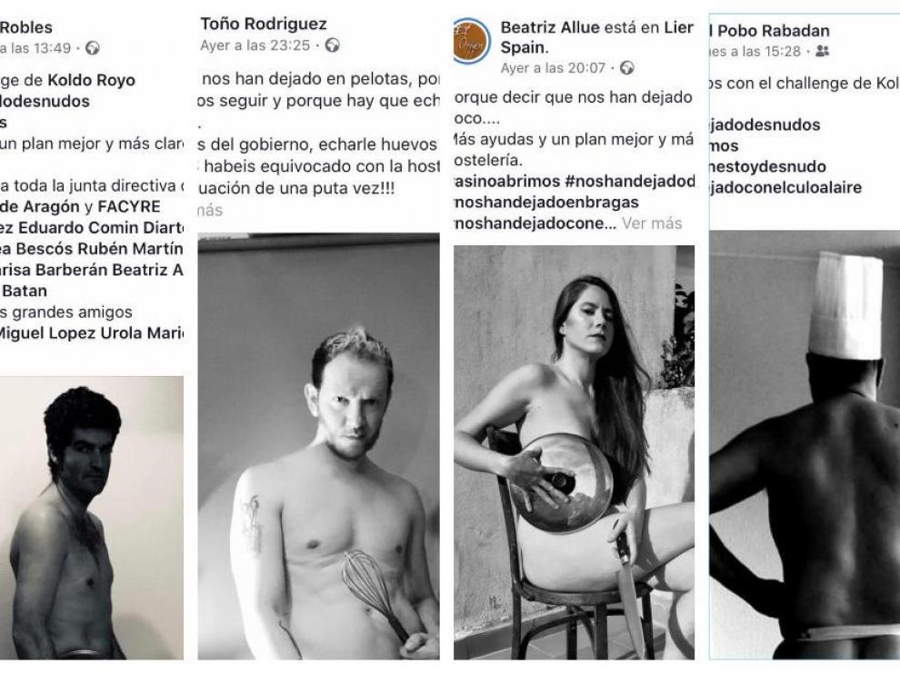Cocineros aragoneses se suman al desafío de Koldo Royo y posan desnudos