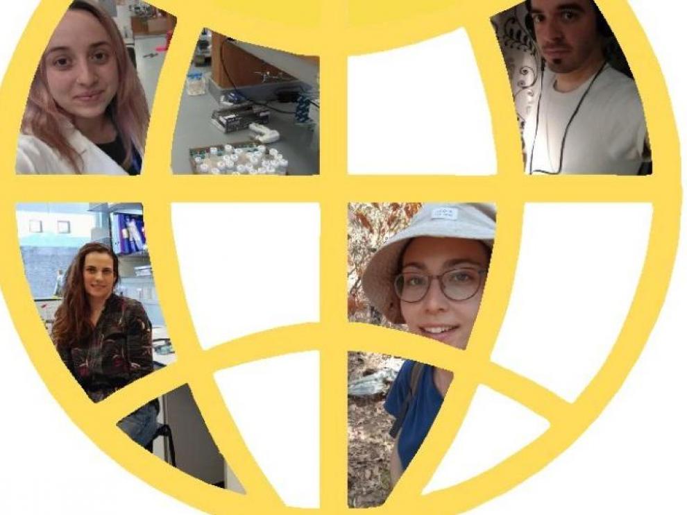 Esther Samper, Nerea Irigoyen, Gabriel Alfranca y Laura Camón han visto la pandemia desde una esquina distinta del mundo