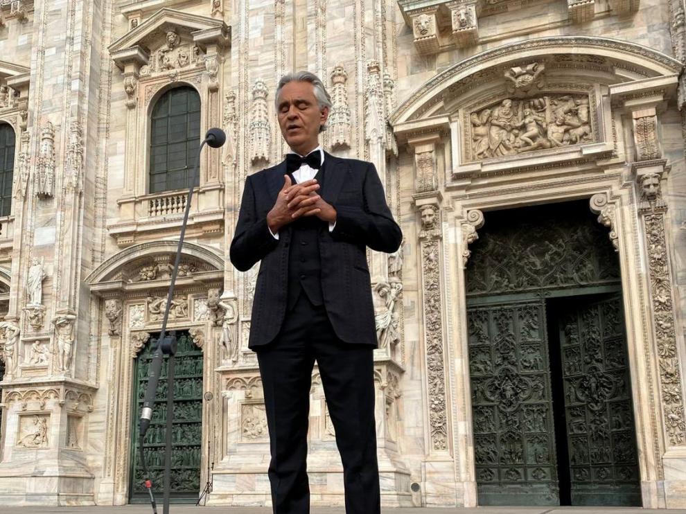 Andrea Bocelli, durante el concierto que ofreció el Domingo de Pascua pasado en la catedral de Milán.