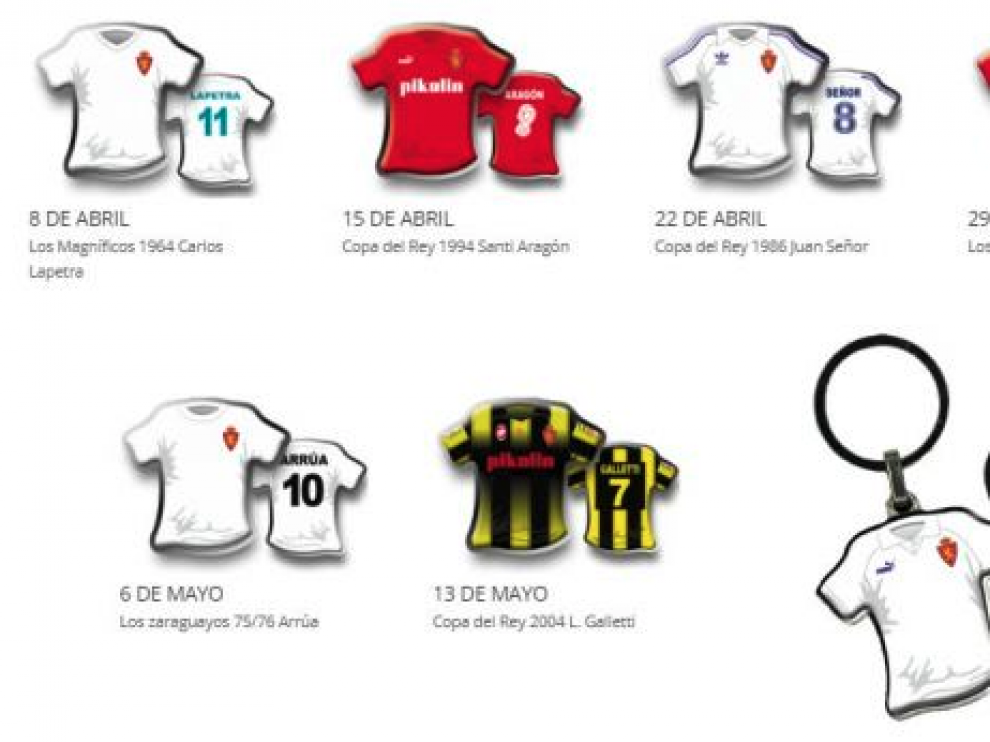 Pasión y orgullo en las camisetas de las grandes gestas del Real Zaragoza en formato llavero.