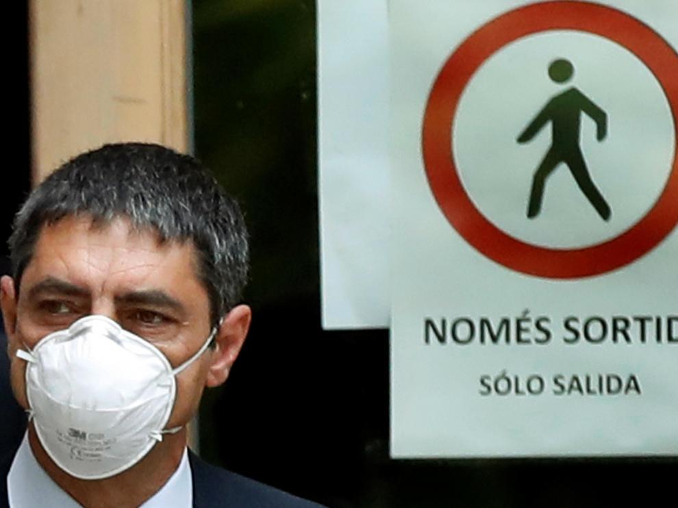 Trapero, con mascarilla, a su llegada al juzgado