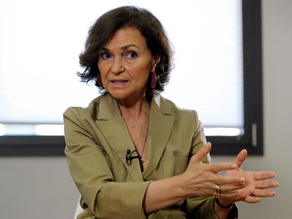 Carmen Calvo, durante la entrevista.
