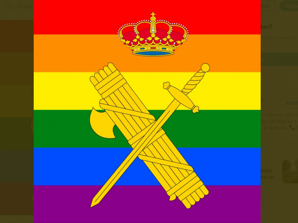 La Guardia Civil luce en su perfil de Twitter los colores del Orgullo Gay.