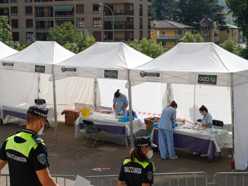 Pruebas del covid-19 en Ordizia para atajar el brote.