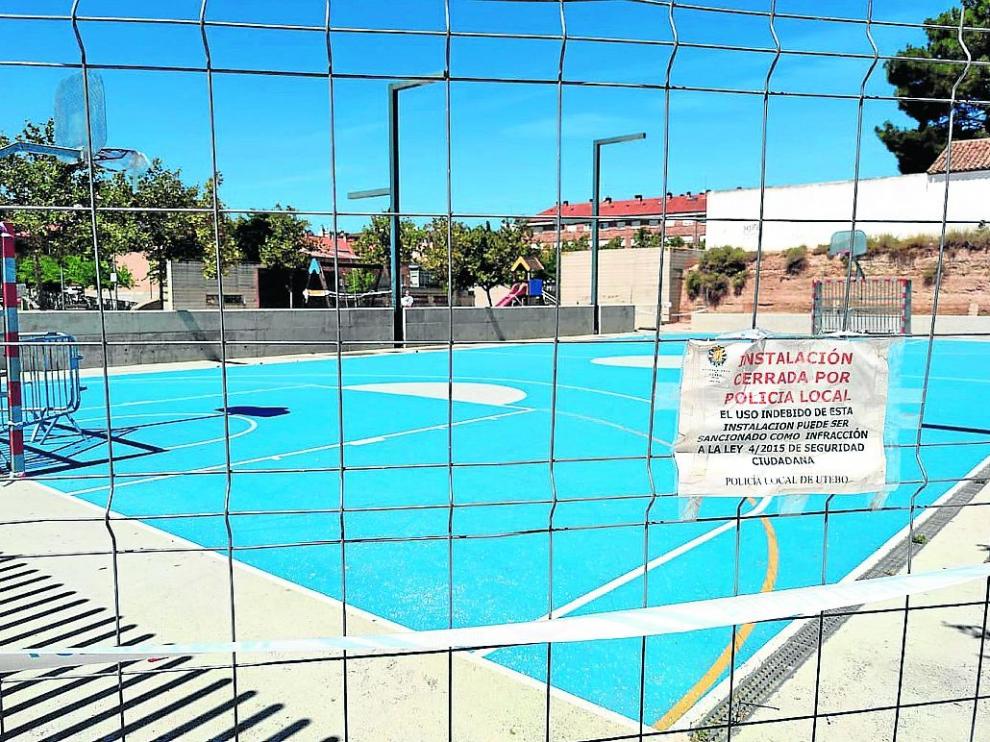 Pistas de Utebo anexas a la plaza de La Concordia precintadas desde el viernes.