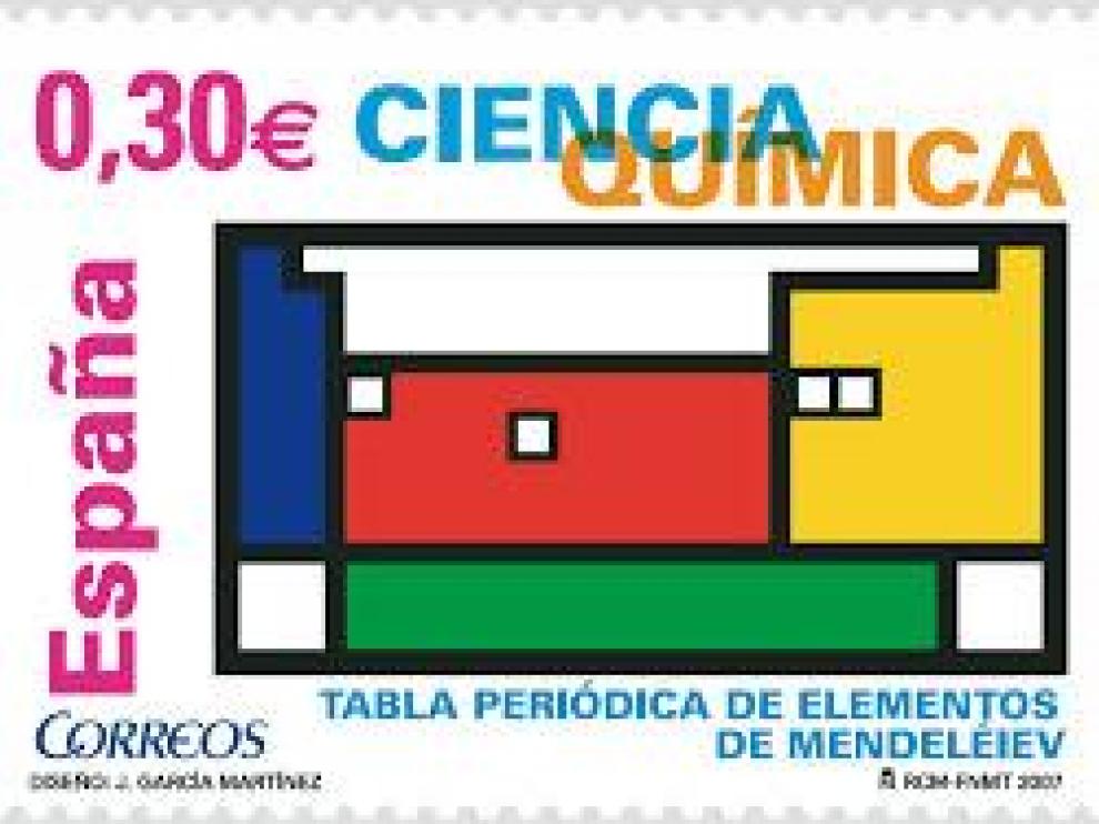 Sello dedicado a la Tabla Periódica de los Elementos emitido en España en 2007