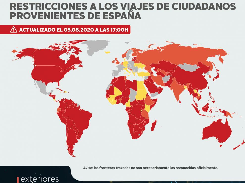 Actualización de las restricciones de los países respecto a España