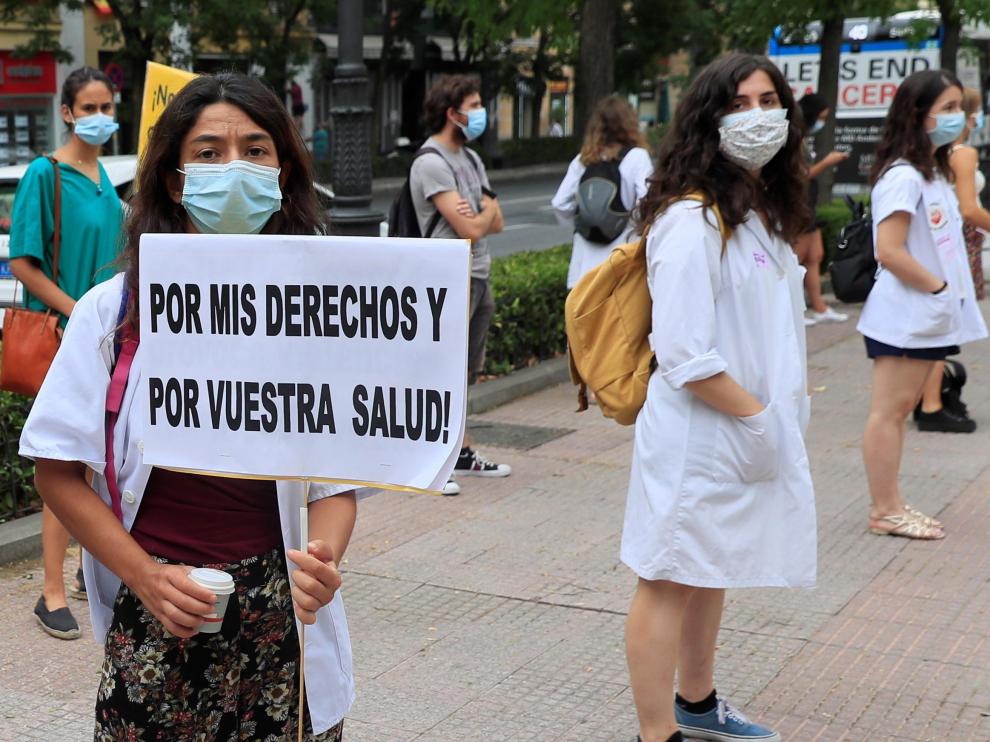 Una imagen de las protestas que han llevado a cabo estos días los MIR madrileños.
