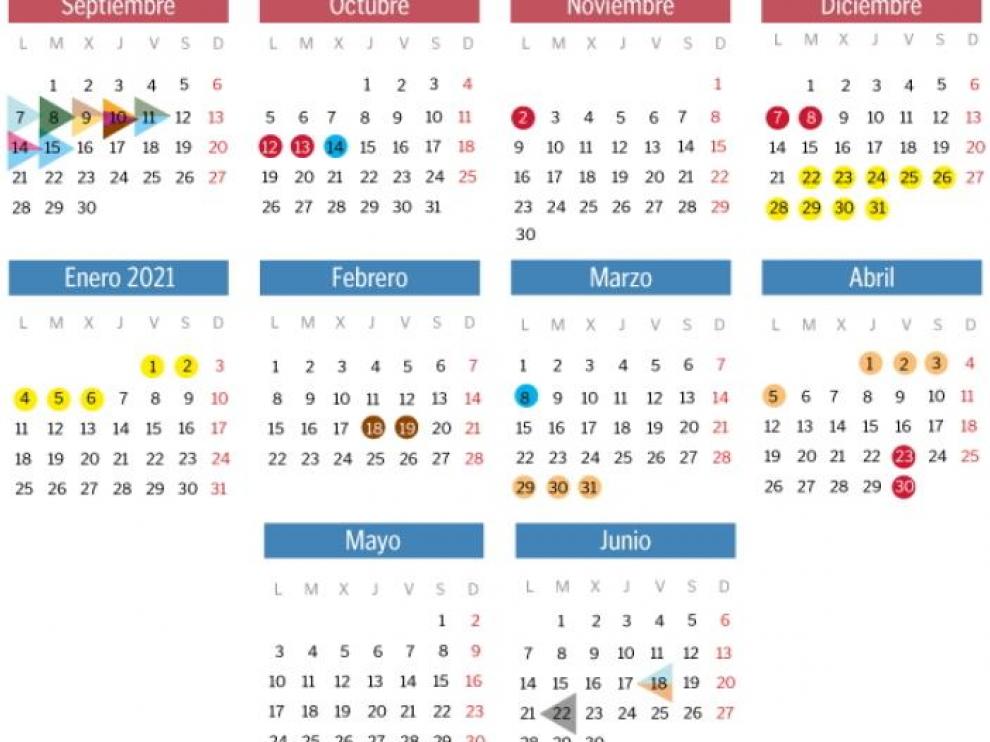 Calendario escolar en Aragón para el curso 2020-2021.