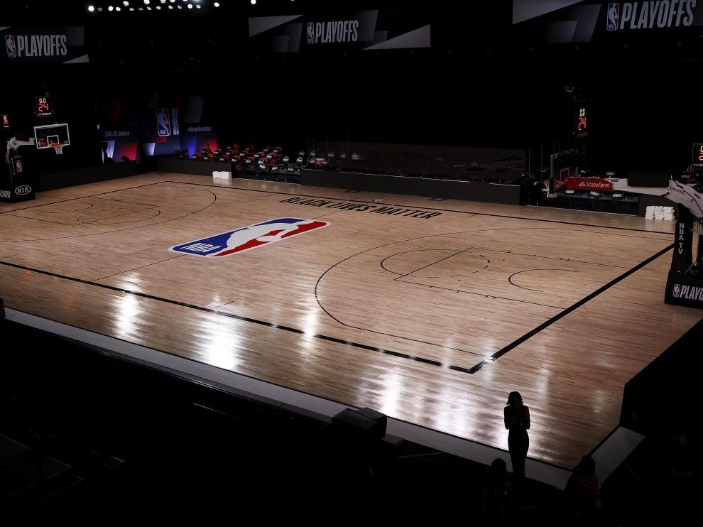 El pabellón que debía acoger el encuentro entre Milwaukee y Orlando, vacío tras el boicot.